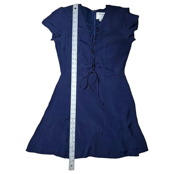 PRIVACY PLEASE By REVOLVE PHILLIPS LACE OPEN FRONT MINI DRESS NAVY SIZE SMALL - Picture 8 of 9